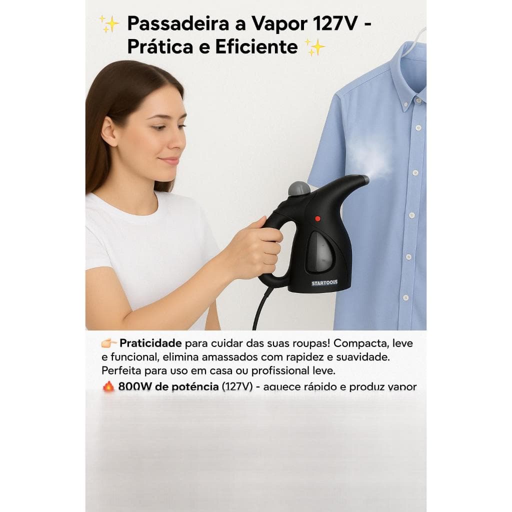 Passadeira A Vapor 127V passa roupa - Preta