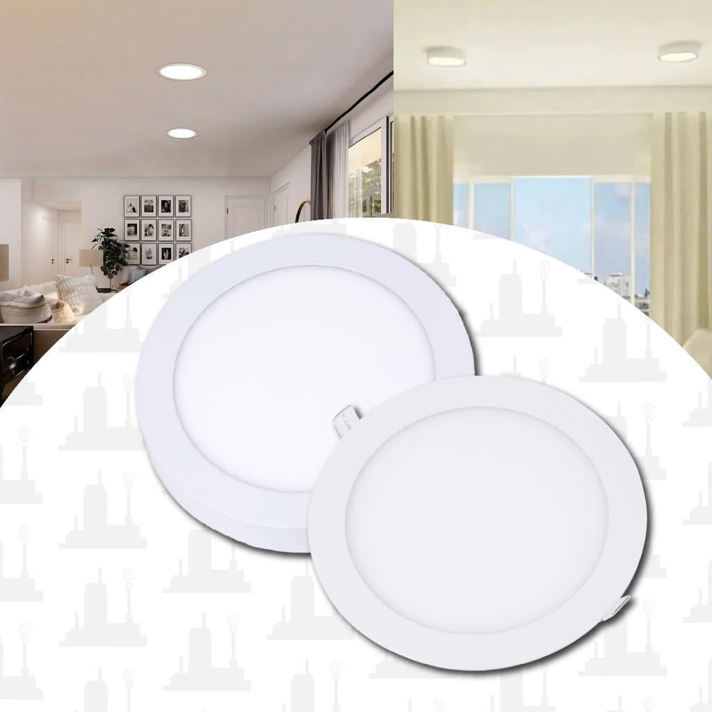 Kit 10un Luminaria Painel Plafon Led 3w/6W/9W/15W Redondo Embutir/Sobrepor LED FACTORY