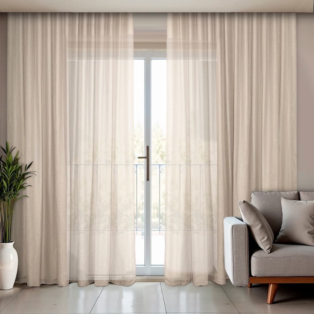 Cortina de Gaze de Linho Com Forro Microfibra 3,00Largura-  Para Trilho Comum