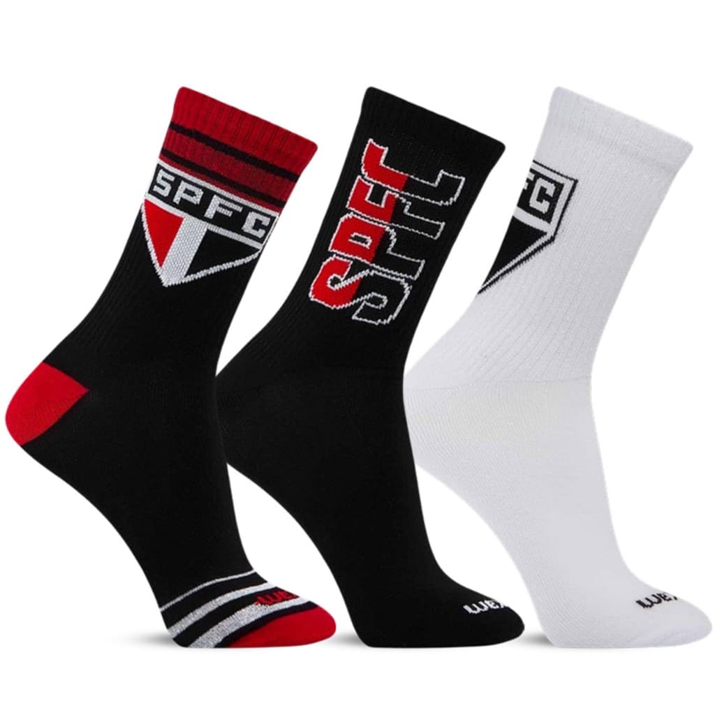 Kit 3 Pares Meia Esportiva Masculina Running Bike Gym Clube São Paulo