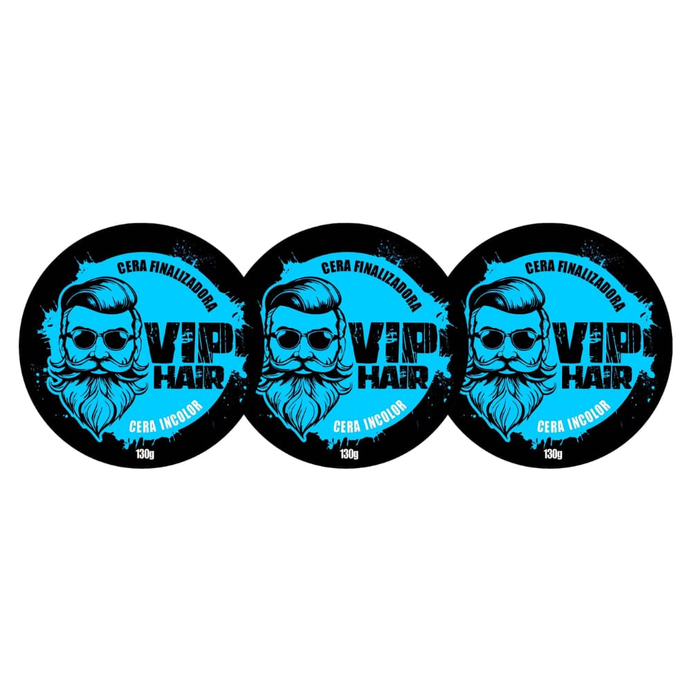 Kit 03 Cera Pomada Modeladora Vip Hair 130g Barba Cabelo Bigode Atacado