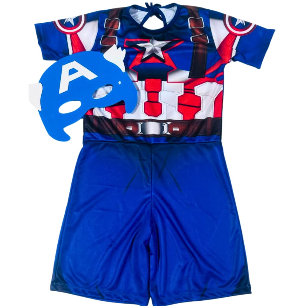 Fantasia Infantil Capitão America S/ Enchimento C/ Máscara Eva