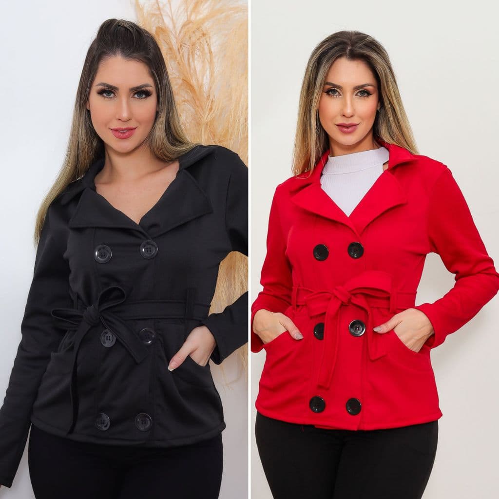 Kit 2 Casaco Moletom De Botões Feminino Subretudo Frio