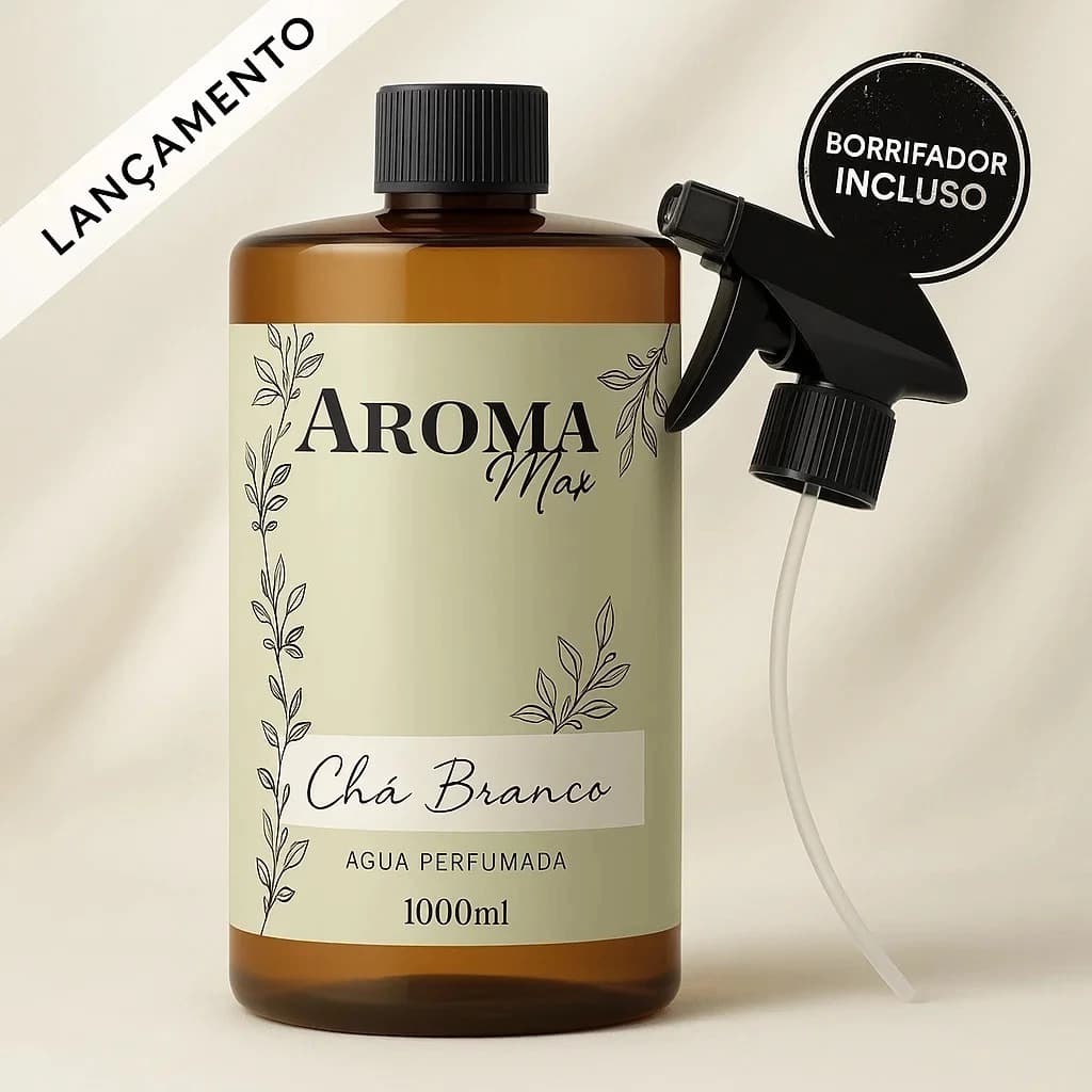 Água Perfumada Chá Branco Floral Suave Amadeirado 1 Litro Alto Rendimento Sofisticado Borrifador