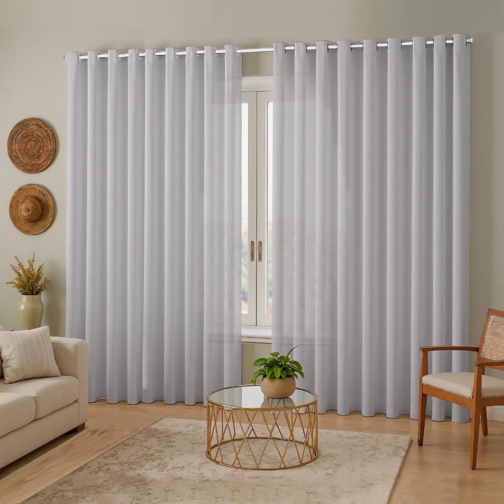 Cortina 6,00 Metros Voil Liso e Forro de Microfibra Para Varão Com Cores e Alturas Variadas