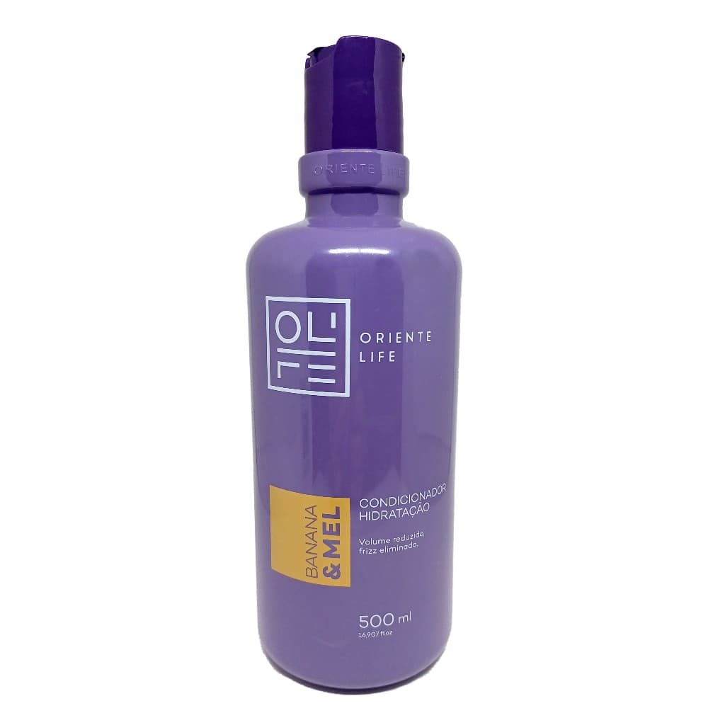 Condicionador suave hidratante suave Banana e Mel Oriente Life com hidratação ph balanceado 500 ml .