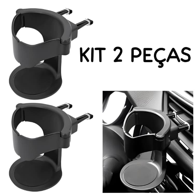 Kit 2 Peças Suporte Para Copo Bebidas Universal Automotivo Carro Ajustável Preto