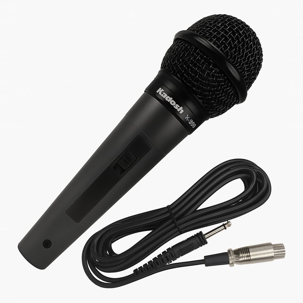 Microfone de Mão com Fio Kadosh K‑300 Dinâmico Cardioide P10 XLR Igrejas Shows Evento Estúdio