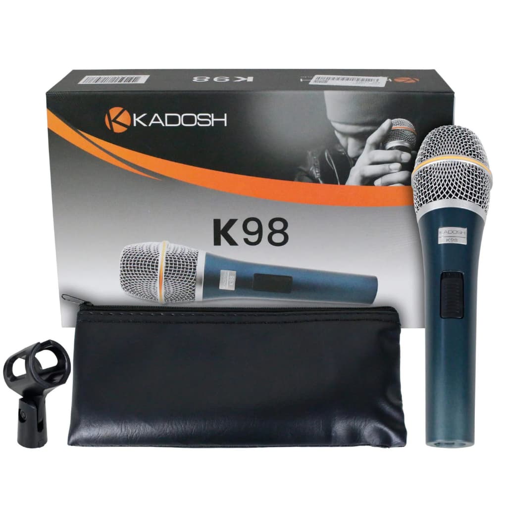 Microfone Kadosh K‑98 Dinâmico Hipercardioide XLR  Metal Robusto Vocais Locução e Home Estúdio Igreja Evento