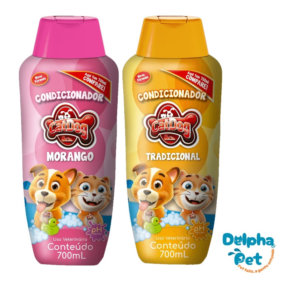 Condicionador Cat Dog 700ml Tradicional e Morango