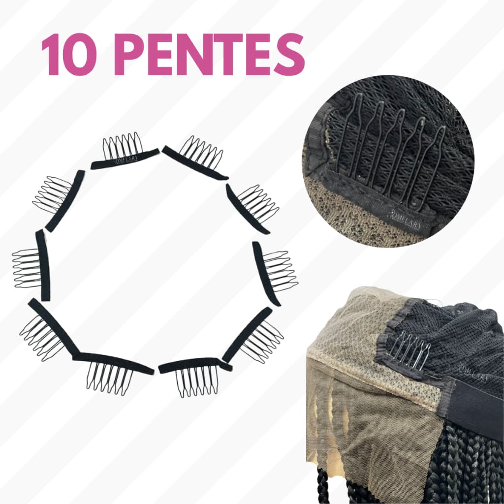 KIT 10 PENTE PARA CONFECÇÃO DE PERUCAS, RABO DE CAVALO, PRÓTESE - SEGURANÇA E CONFORTO
