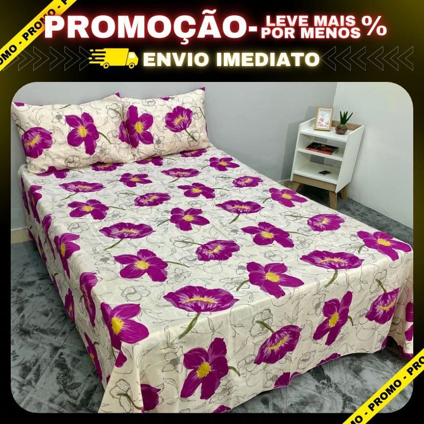 Jogo De Lençol Casal Percal 150 Fios 3 Peças Para Cama Box