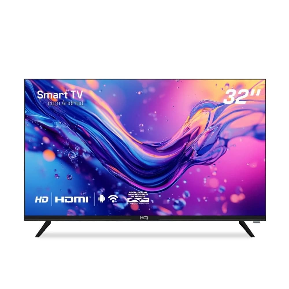 Televisão Smart Tv 32" Hq Bordas Infinita, Slim, Android 12, Wifi, Hdmi, Usb Bivolt