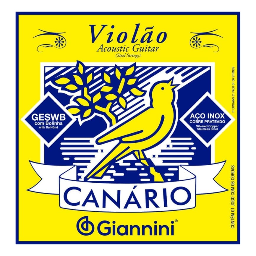 Encordoamento Canário Geswb Para Violão Aço Com Bolinha