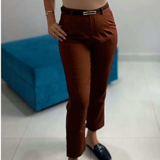 Calça alfaiataria Feminina Marrom
