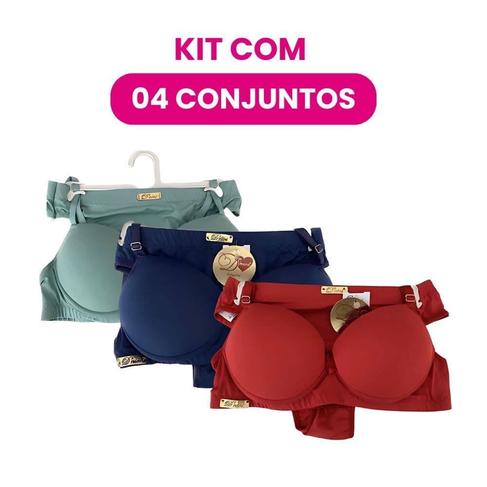 Kit com 04 Conjuntos Sensuais D’Nios com Bojo – Moda Íntima Feminina em Poliamida Premium