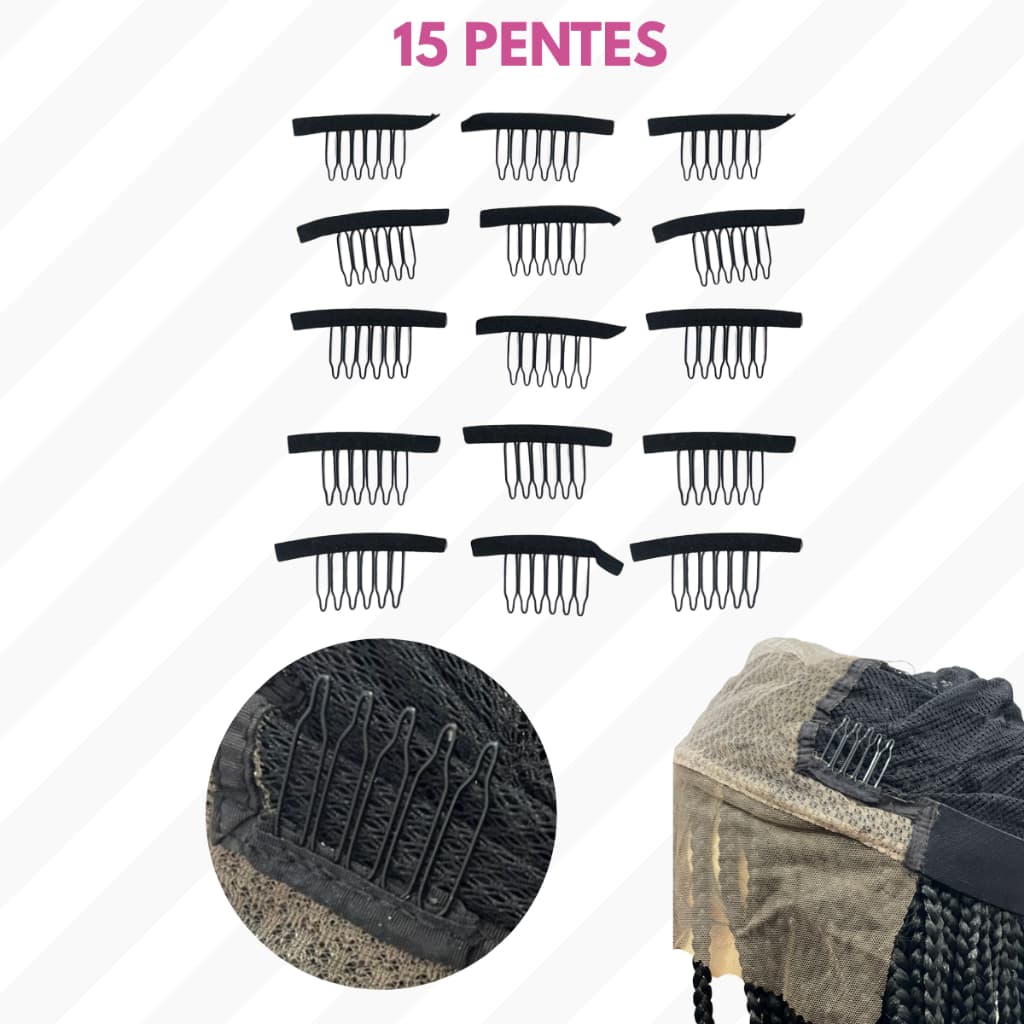 KIT PENTE PARA CONFECÇÃO DE PERUCAS, RABO DE CAVALO, PRÓTESE - 15un