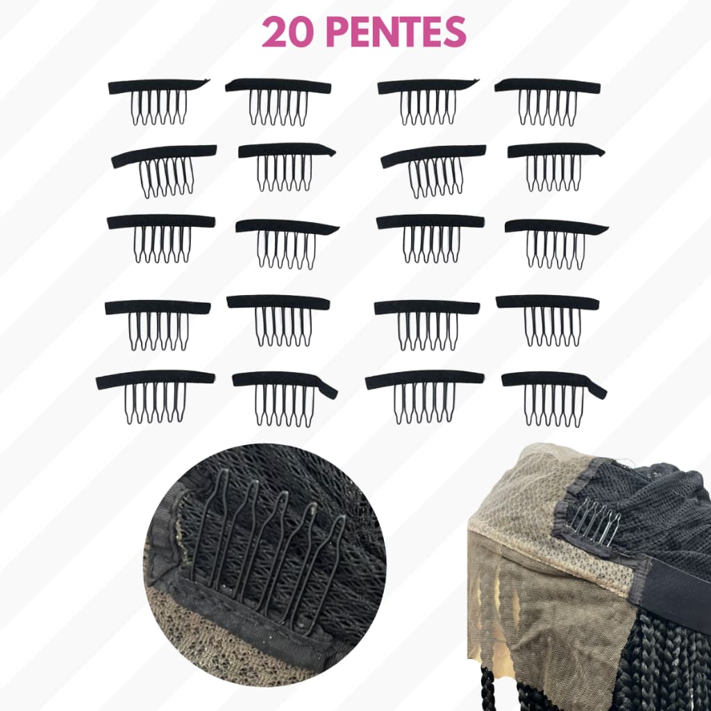 KIT 20 PENTE PARA CONFECÇÃO DE PERUCAS, RABO DE CAVALO, PRÓTESE - SEGURANÇA E CONFORTO