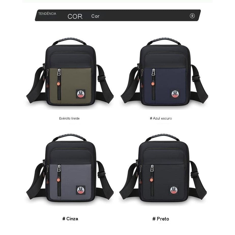 Shoulderbag Masculina Impermeável Antifurto Alça Transversal Esportiva Versátil Compacta Resistente