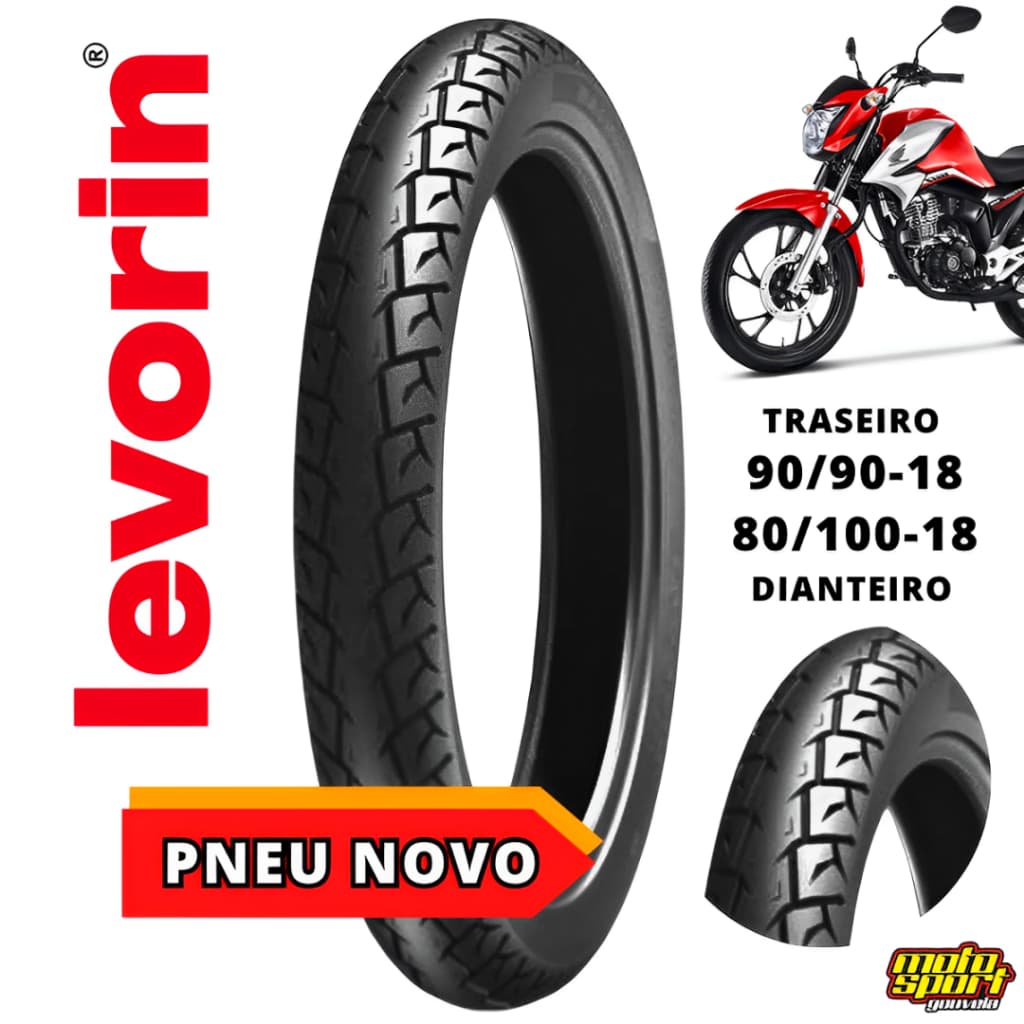Pneu Traseiro Levorin Matrix Original Honda Titan 150 / 160 Fan 125 CG 90/90-18 / Dianteiro 80/100-18  / PAR