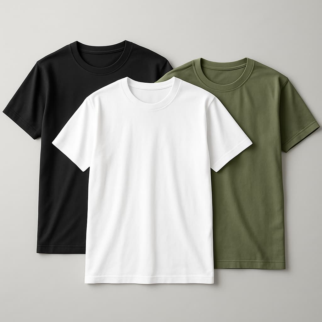 KIT 3 Camisetas Lisas100% Algodão Fio 30.1 Penteado Premium