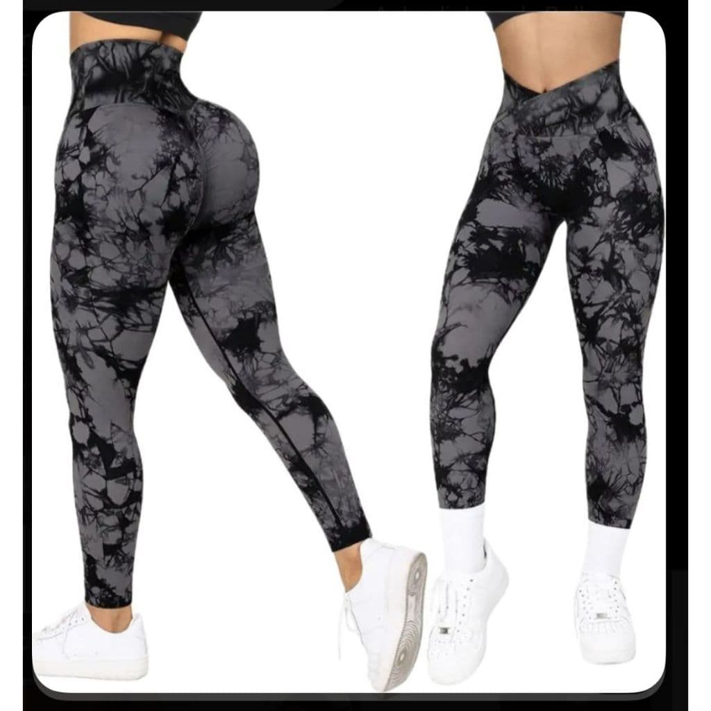 Kit  2 Calça Legging Feminina Marmorizada Fitness Academia Cintura Alta Ajuste Perfeito ao Corpo