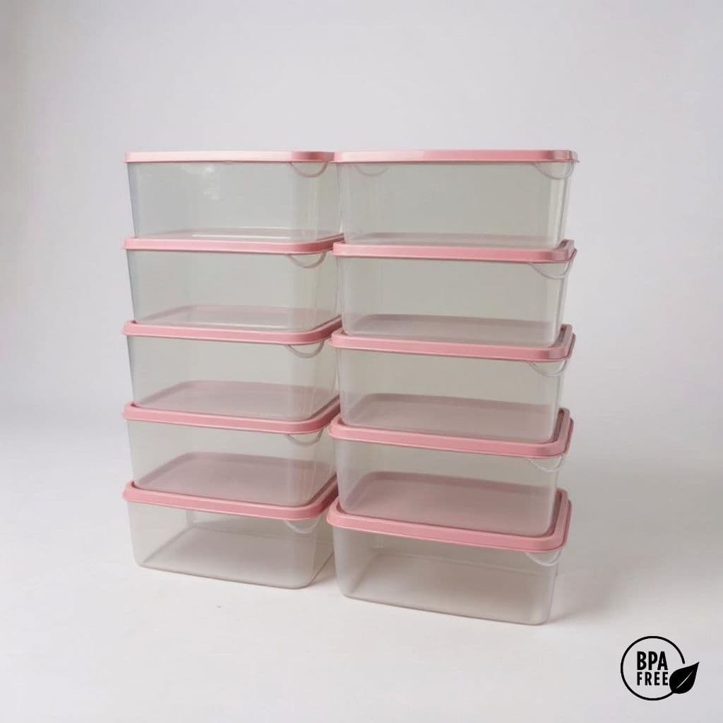 Conjunto 10 Potes RETANGULARES LINHA CRISTAL 1L – Livres de BPA para Alimentos
