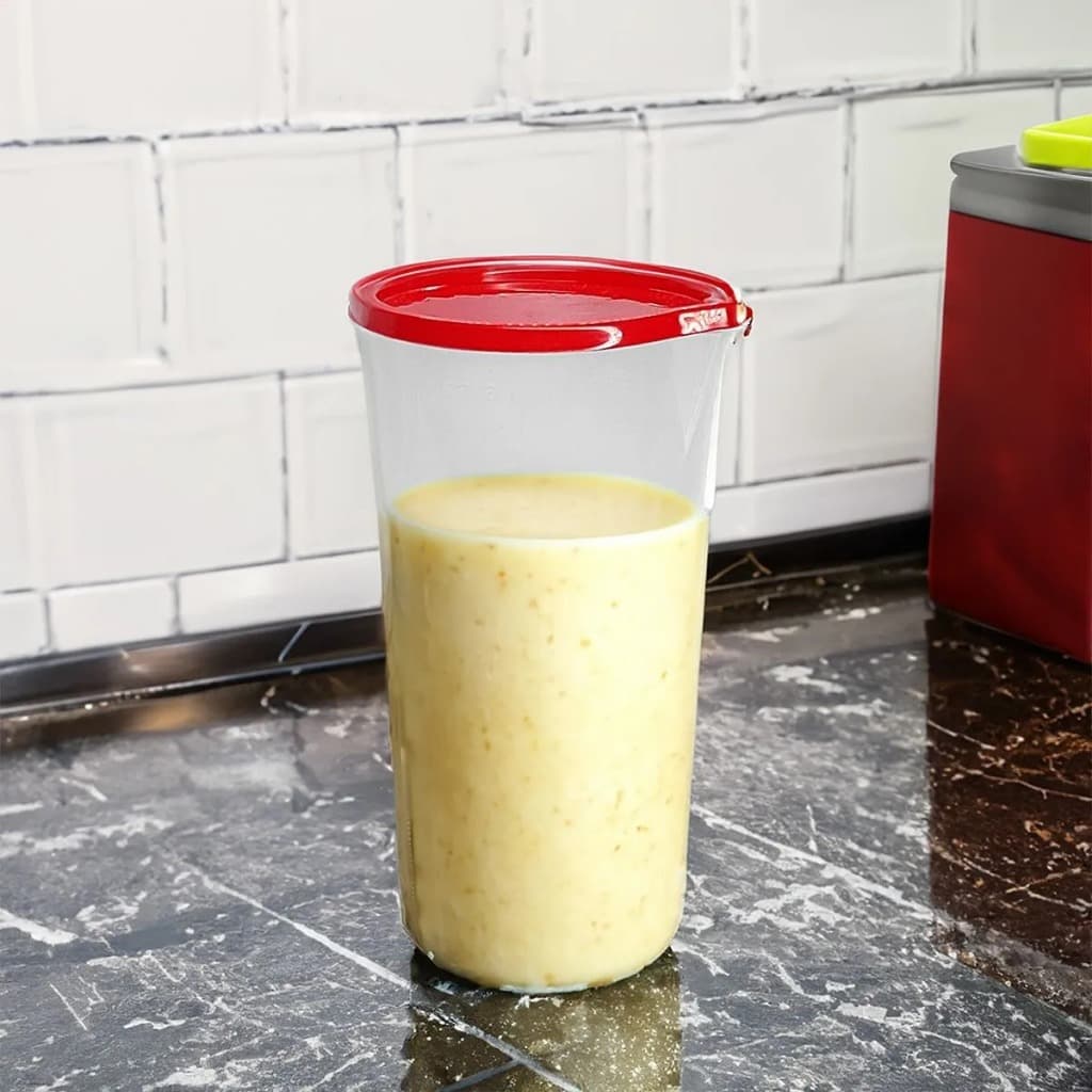 Copo Medidor Com Tampa Vermelho Plástico 500ml Nitron