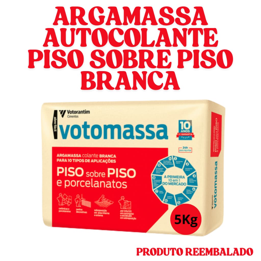 Argamassa Piso sobre Piso Interno e Externo Branca Votoran Embalagem Econômica 5kg