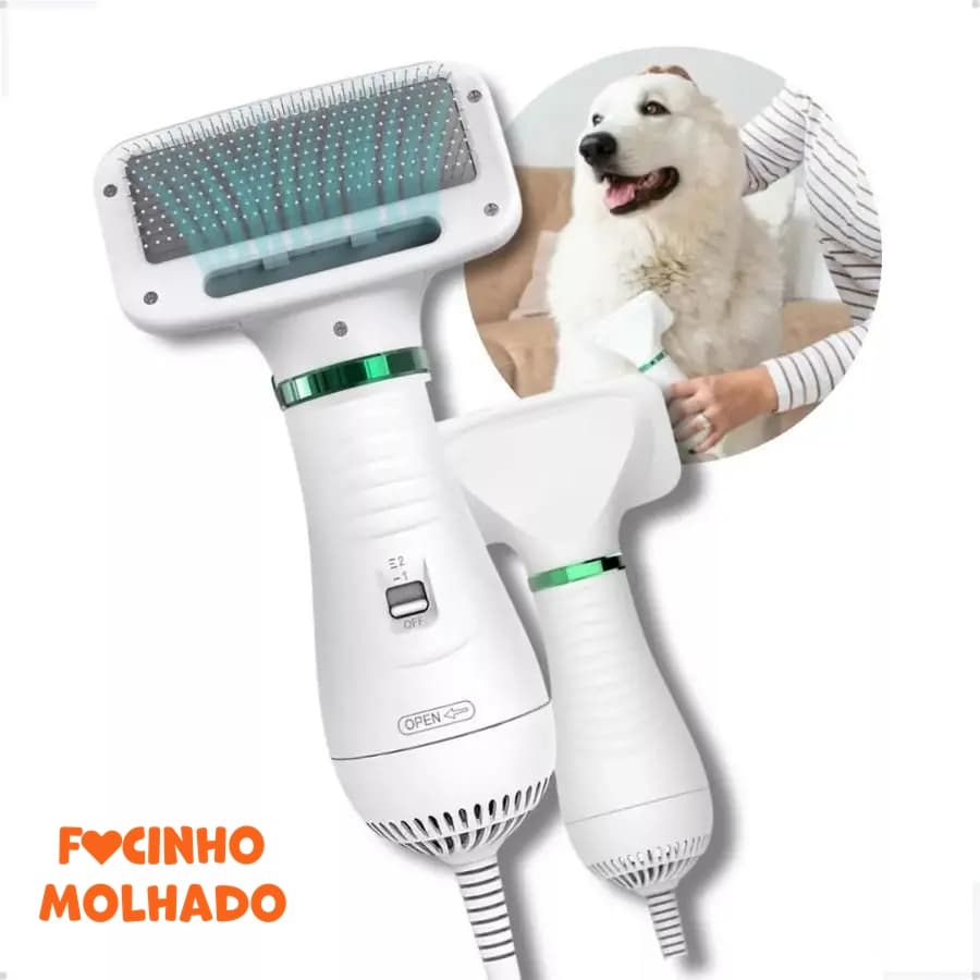 Secador Pet com Escova Portátil Profissional 2 Em 1 Banho E Tosa Para Cães e Gatos
