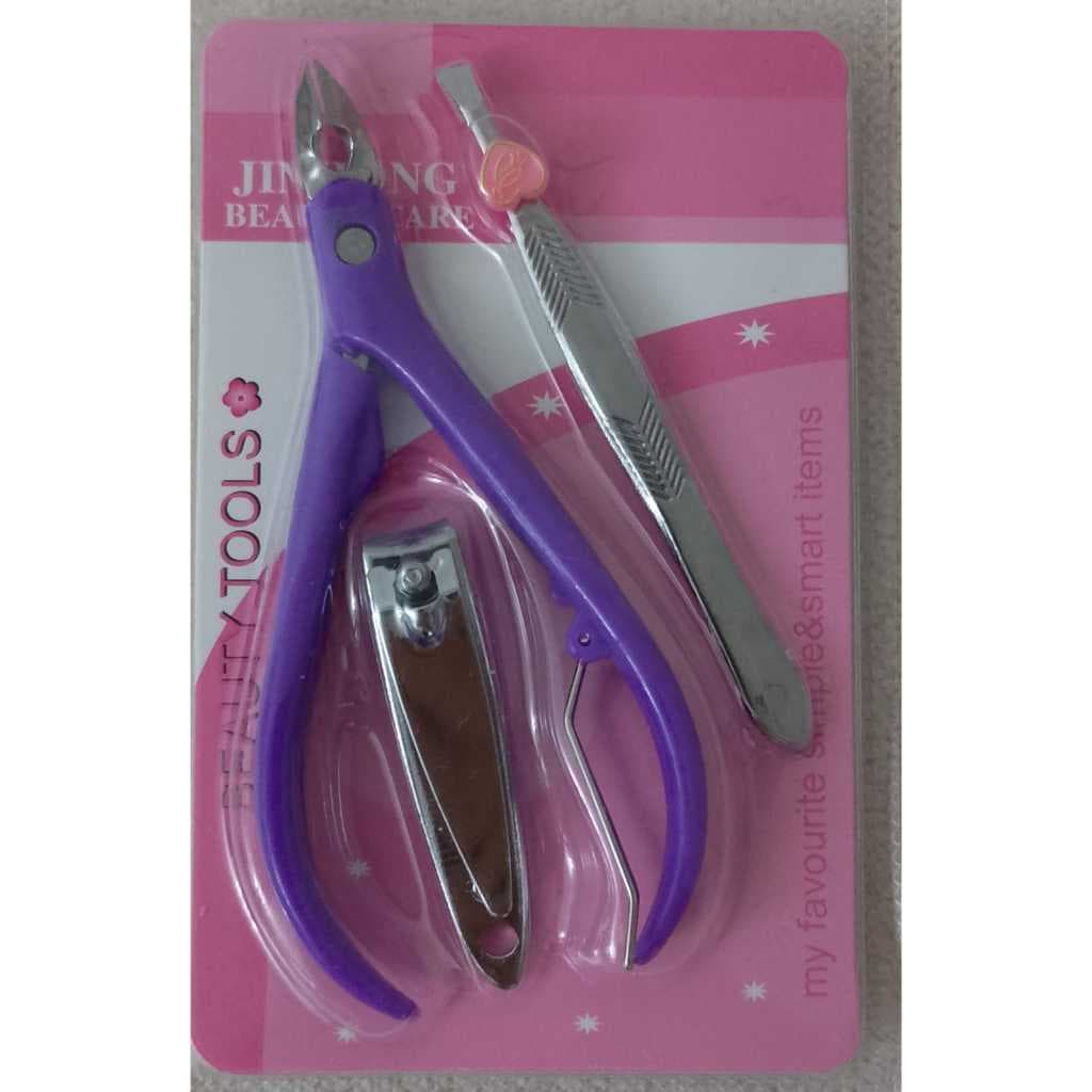 Kit alicate de cutícula, alicate de unha e espátula