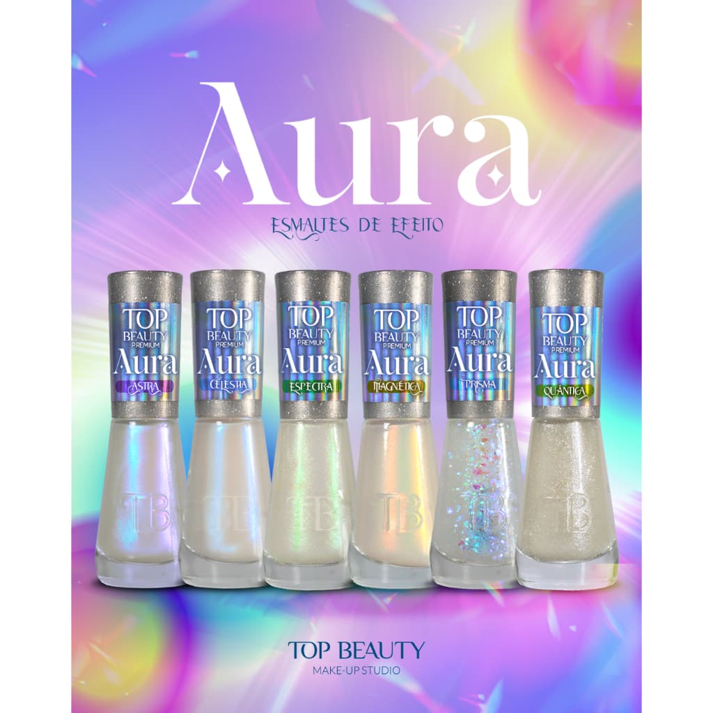 Kit com 06 Esmaltes Top Beauty Premium - Coleção Aura