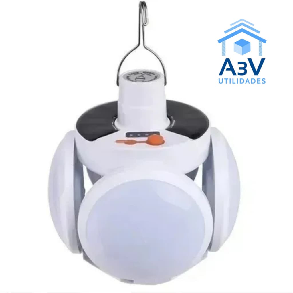 Luz de Emergência com Carregamento Solar 5 modos de iluminação