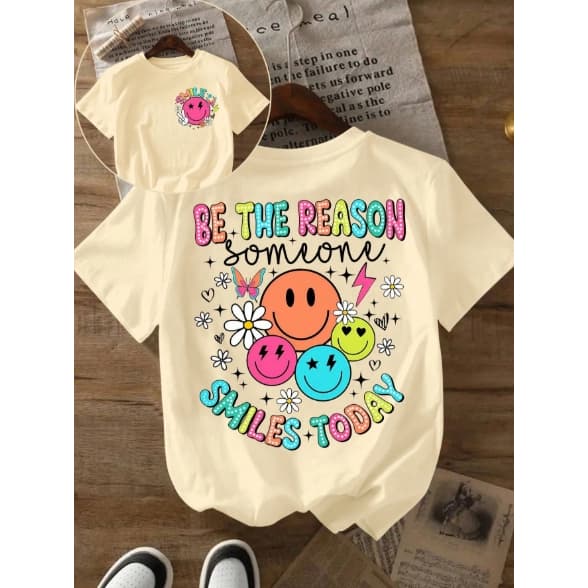 Camiseta Fofa Estilosa Feminina Masculina Estampa Sorrisos