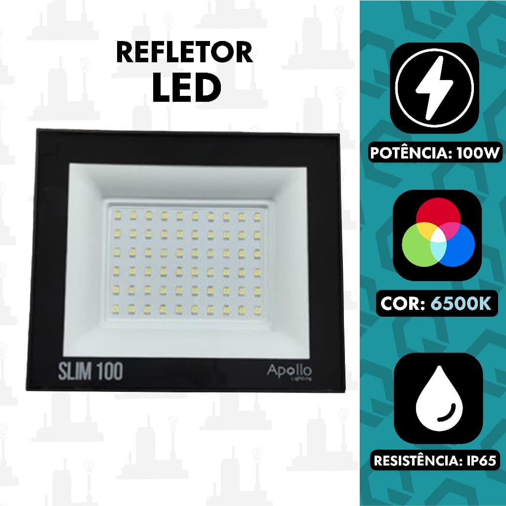 Refletor 100w Led projetor Holofote ip66 Bivolt 110/220V Branco Frio A Prova D'água  FABRICA UM