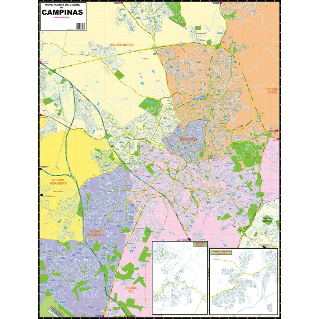 Mapa Da Cidade De Campinas Atualizado Gigante 120 X 90 Cm
