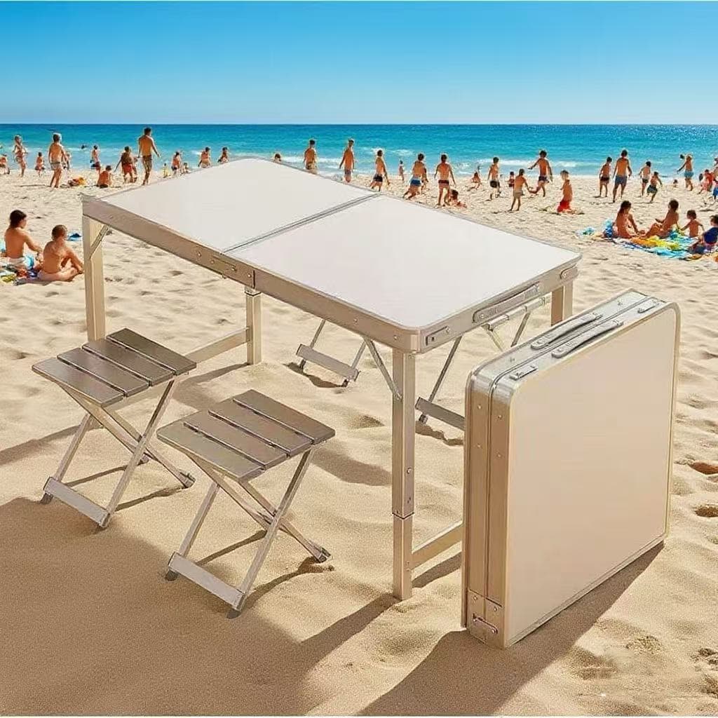 Mesa Dobrável Portátil Vira Maleta Camping Praia 120x60cm