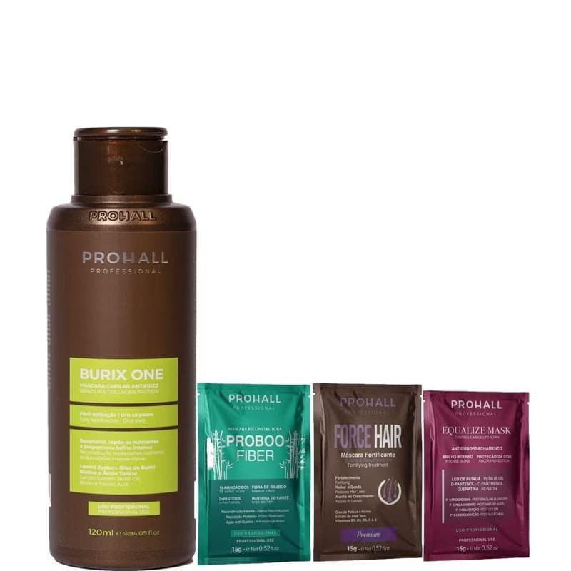 Progressiva Sem Formol Prohall Burix One 120ml + 3 Sachês Hidratação de Brinde