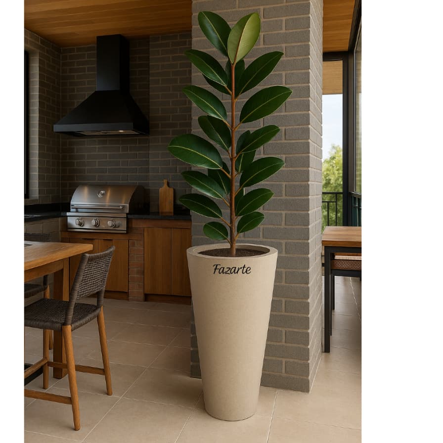 Vaso de Planta Decorativo Reciclável em Polietileno, vaso liso IBIZA com prato Ref. 111