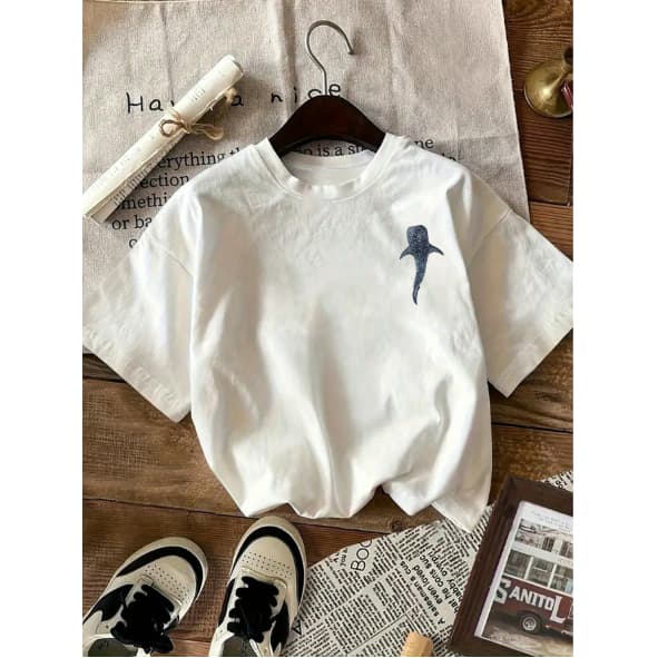 Camiseta Feminina Masculina 100% Algodão Estampa Tubarão