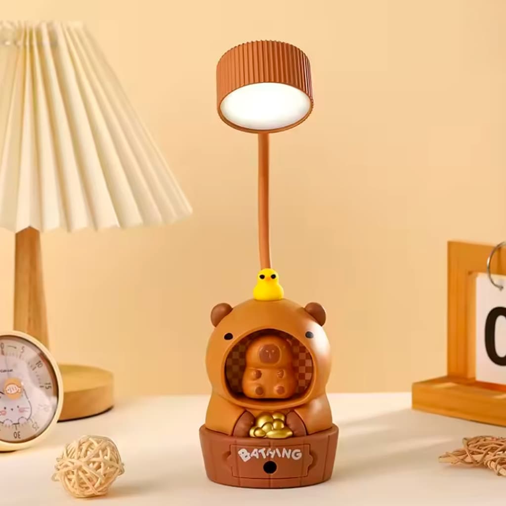Lâmpada De Capivara Mesa Cabeceira LED Recarregável USB Com Luz Noturna Apontador De Lápis