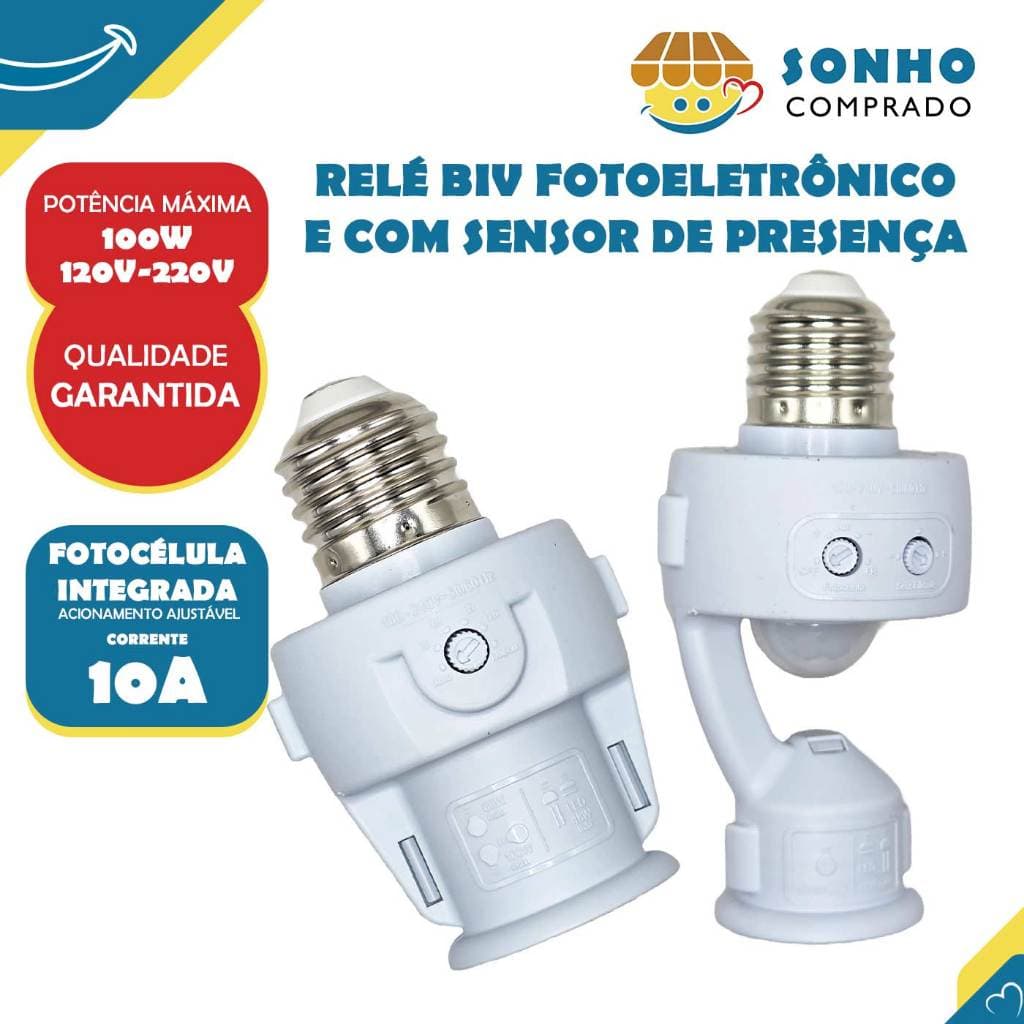 Relé Biv fotoeletrônico e Sensor de Presença Soquete com Fotocélula ajustável E27 MarGirius