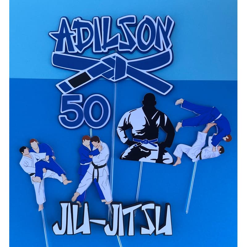 Topo de bolo Jiu-jítsu. Topo lutador. Faixa Azul.