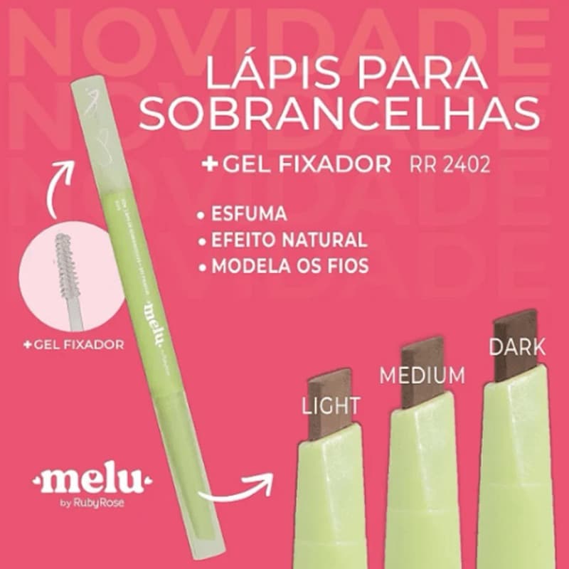 Lápis De Sobrancelhas + Gel Fixador Melu By Ruby Rose RR2402 Opções