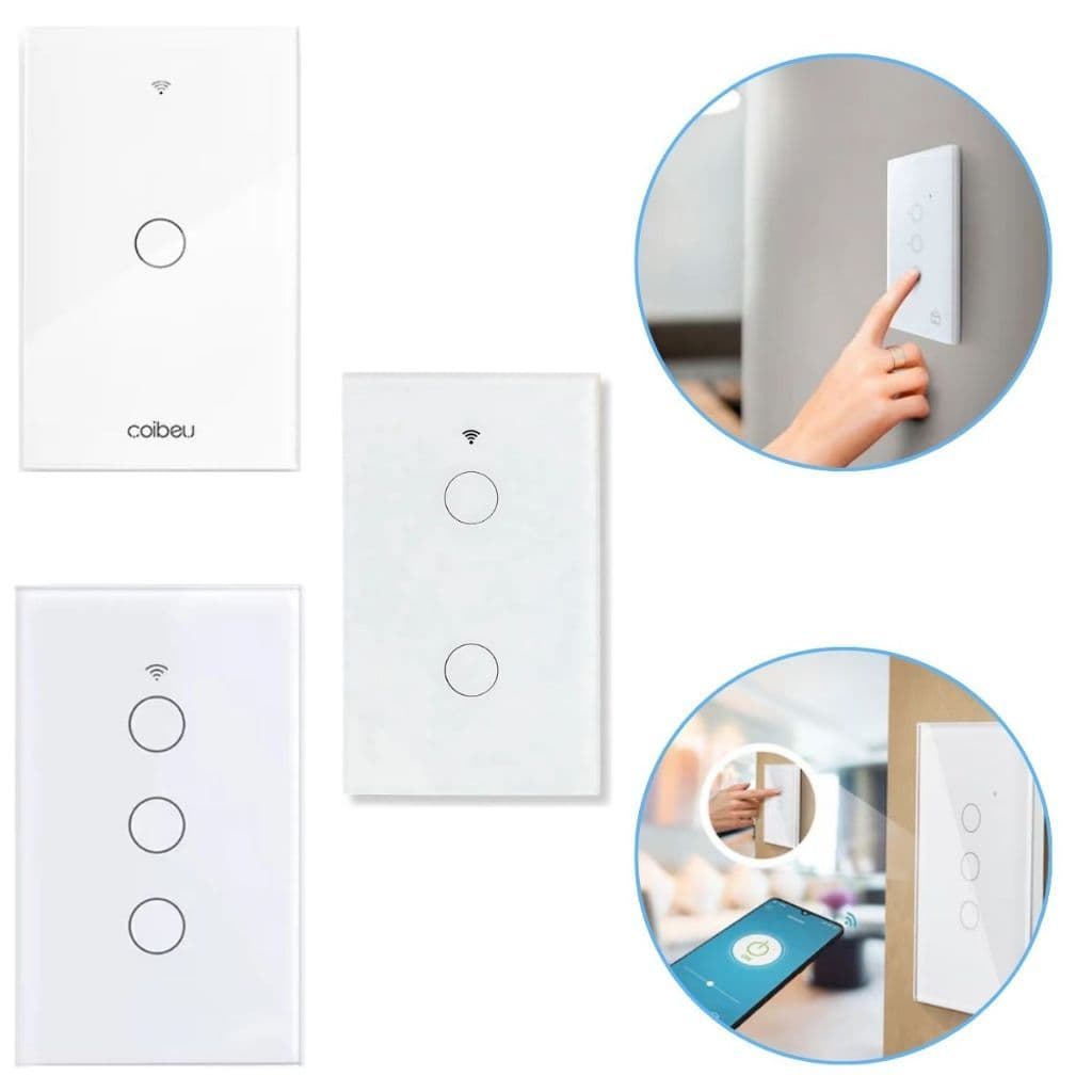 Interruptor Inteligente Wi-Fi Touch 1/2/3/4 Botões – Alexa, Google, Siri, Tuya, Smart Life – 16A