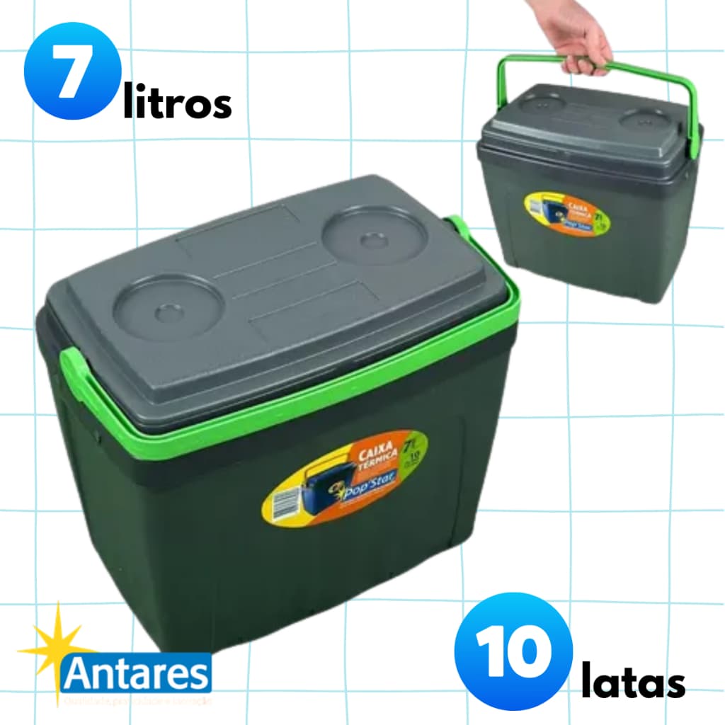 Caixa Térmica Cooler 7 Litros 10 Latas | Pequena Portátil | Resistente | Sítio Praia Térmico
