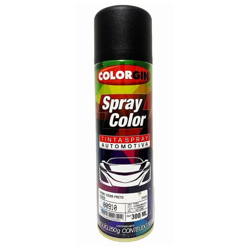TINTA SPRAY AUTOMOTIVA COLORGIN PRETO FOSCO 300ML