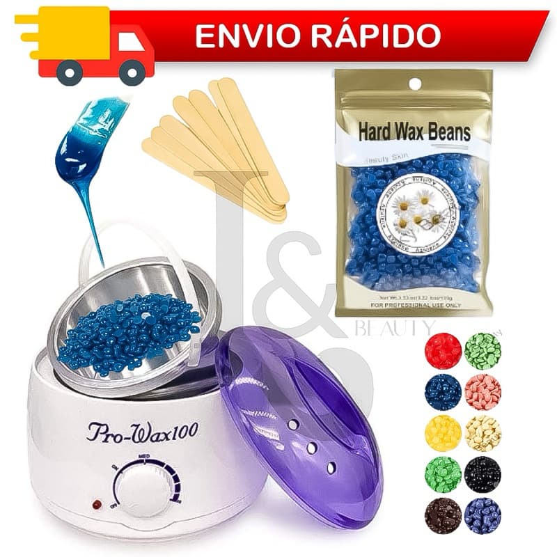 Kit Cera Natural Hard Wax + Panela Termocera Bivolt E Palitos Depilação Caseira Profissional