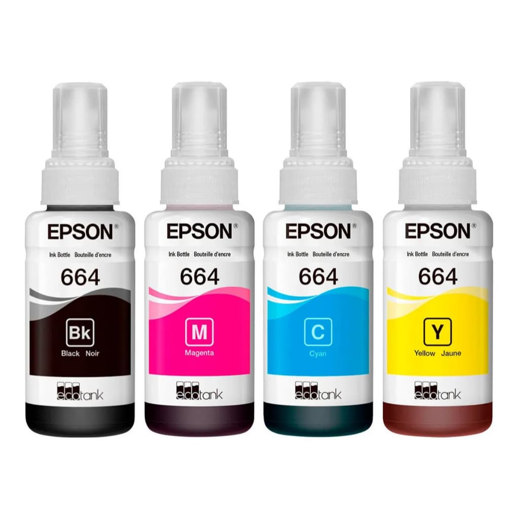 Kit 4 Tinta Refil Epson  T664 para L120 L1300 L395 L396 L355 L555 L365 L355