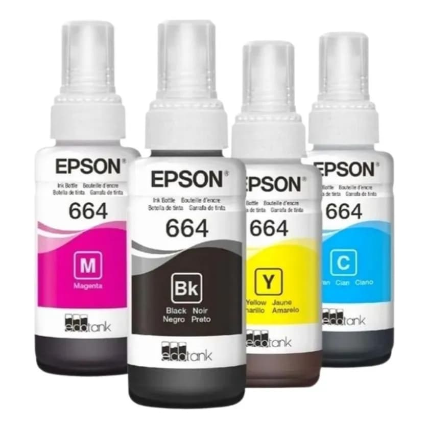 Kit Refil 4  Tintas Original Epson Para 664 L355 L365 L375 L395 L495